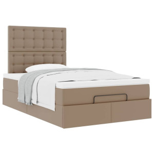 vidaXL Bedframe met matras 120x190 cm kunstleer cappuccinokleurig