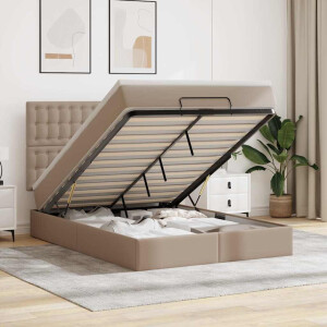 vidaXL Ottoman bed met matras 140x200cm kunstleer cappuccinokleurig