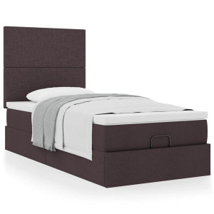 vidaXL Bedframe met matras 90x190cm stof donkerbruin