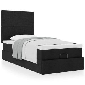 vidaXL Bed met matras 100x200 cm stof zwart
