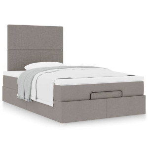 vidaXL Bedframe met matras 120x190 cm stof taupe