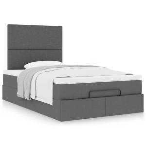 vidaXL Ottoman bed met matras 120x200cm stof donkergrijs