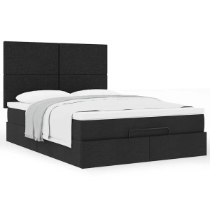 vidaXL Ottoman bed met matras 140x190cm stof zwart