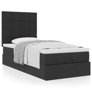 vidaXL Bed met matras 100x200 cm stof zwart