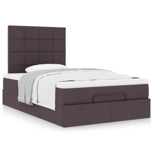 vidaXL Bedframe met matras 120x190 cm stof donkerbruin