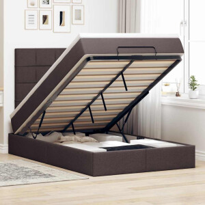 vidaXL Ottoman bed met matras 120x200cm stof donkerbruin