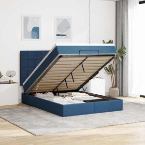 vidaXL Ottoman bed met matras 140x200cm stof blauw