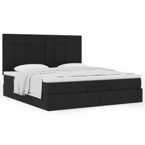 vidaXL Ottoman bed met matras 160x200cm stof zwart