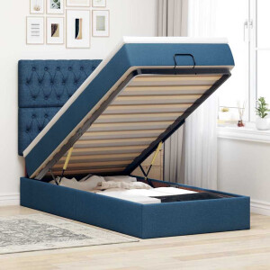 vidaXL Ottoman bed met matras 80x200cm stof blauw