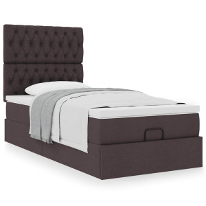 vidaXL Bedframe met matras 90x190cm stof donkerbruin