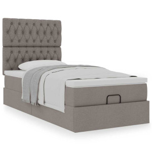 vidaXL Bedframe met matras 90x190cm stof taupe