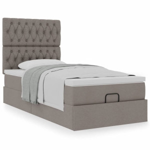 vidaXL Bedframe met matras 90x200cm stof taupe