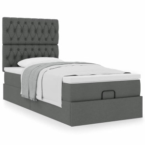 vidaXL Ottoman bed met matras 100x200cm stof donkergrijs