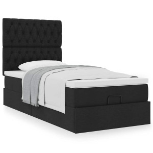 vidaXL Bed met matras 100x200 cm stof zwart