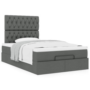 vidaXL Ottoman bed met matras 120x200cm stof donkergrijs