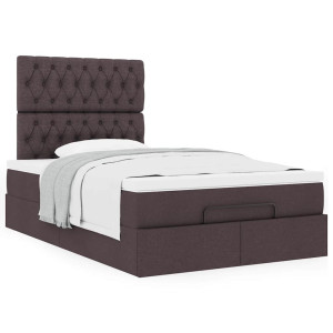 vidaXL Bedframe met matras 120x200cm stof donkerbruin