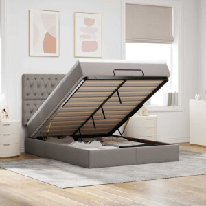 vidaXL Ottoman bed met matras 140x200cm stof taupe