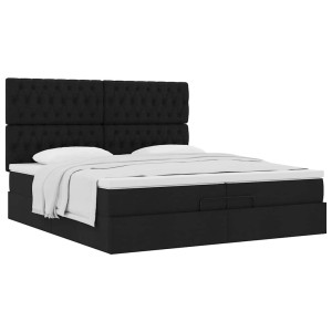 vidaXL Bedframe met matrassen 200x200cm stof zwart