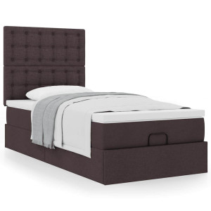 vidaXL Bedframe met matras 90x190cm stof donkerbruin