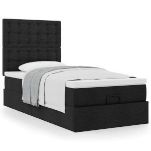 vidaXL Bedframe met matras 90x200cm stof zwart