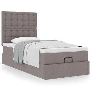 vidaXL Bedframe met matras 90x200cm stof taupe