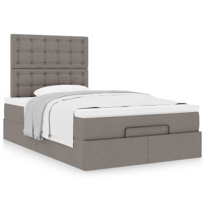 vidaXL Bedframe met matras 120x190 cm stof taupe