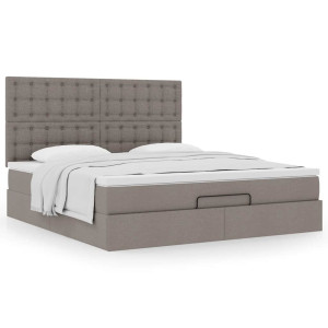 vidaXL Bedframe met matras 160x200cm stof taupe