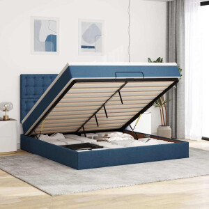 vidaXL Ottoman bed met matras 160x200cm stof blauw
