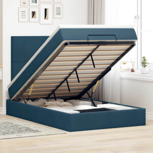 vidaXL Ottoman bed met matrassen 120x200cm fluweel donkerblauw