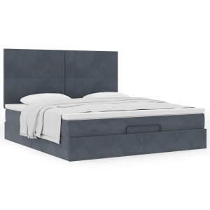 vidaXL Bedframe met matrassen 180x200cm fluweel donkergrijs