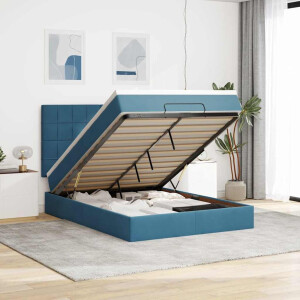 vidaXL Ottoman bed met matrassen 140x200cm fluweel donkerblauw