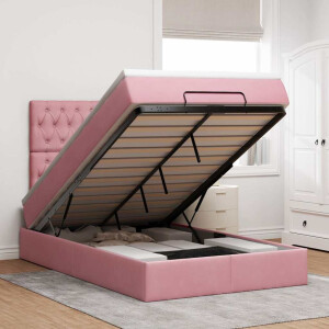 vidaXL Ottoman bed met matrassen 120x200cm fluweel roze