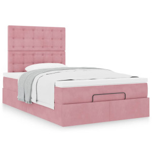 vidaXL Bedframe met matrassen 120x190cm fluweel roze