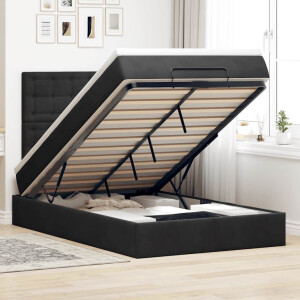 vidaXL Ottoman bed met matrassen 120x200cm fluweel zwart