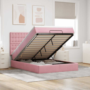 vidaXL Ottoman bed met matrassen 140x200cm fluweel roze
