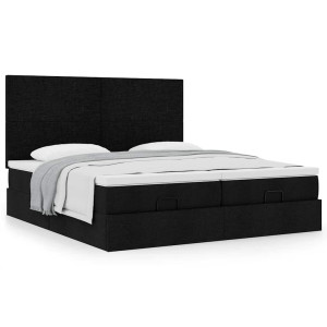 vidaXL Bedframe met matrassen 160x200cm stof zwart