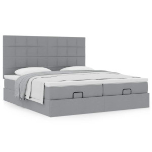 vidaXL Ottoman bed met matrassen 160x200cm stof lichtgrijs