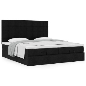 vidaXL Bedframe met matrassen 180x200cm stof zwart