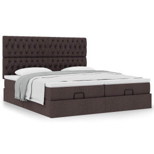 vidaXL Bedframe met matrassen 160x200cm stof donkerbruin