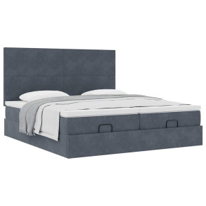 vidaXL Bedframe met matrassen 180x200cm fluweel donkergrijs