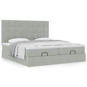 vidaXL Bedframe met matrassen 180x200cm fluweel lichtgrijs
