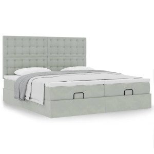 vidaXL Bedframe met matrassen 180x200cm fluweel lichtgrijs