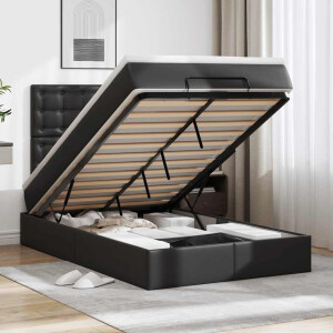 vidaXL Ottoman bed met matras en LED's 120x190 cm kunstleer zwart