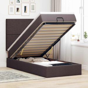 vidaXL Ottoman bed met matras en LED's 80x200cm stof donkerbruin