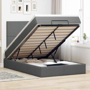 vidaXL Ottoman bed met matras en LED's 120x190 cm stof donkergrijs