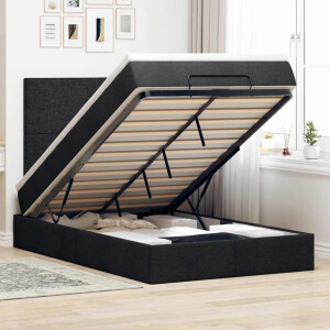 vidaXL Ottoman bed met matras en LED's 120x190 cm stof zwart