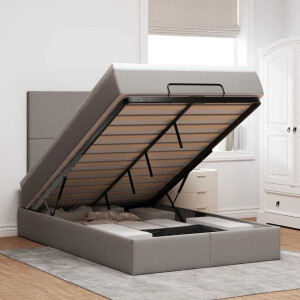 vidaXL Ottoman bed met matras en LED's 120x190 cm stof taupe