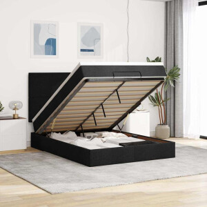vidaXL Ottoman bed met matras en LED's 140x190cm stof zwart