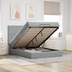 vidaXL Ottoman bed met matras en LED's 140x200cm stof lichtgrijs
