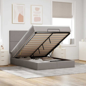 vidaXL Ottoman bed met matras en LED's 140x200cm stof taupe